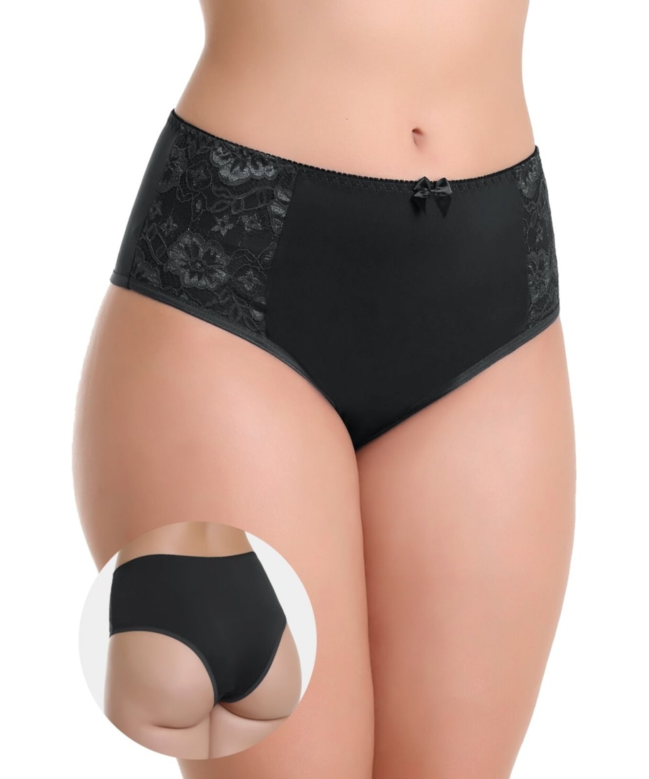 Calcinha IMI Lingerie Cós Alto Cintura Alta Em Microfibra Catarina Preta Preto