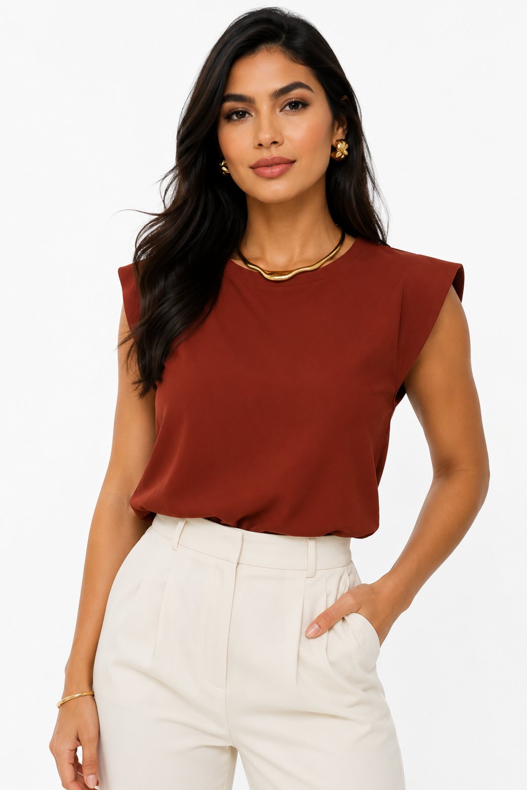 Blusa Feminina D Bell Outlet Fashion Elegante Ferrugem