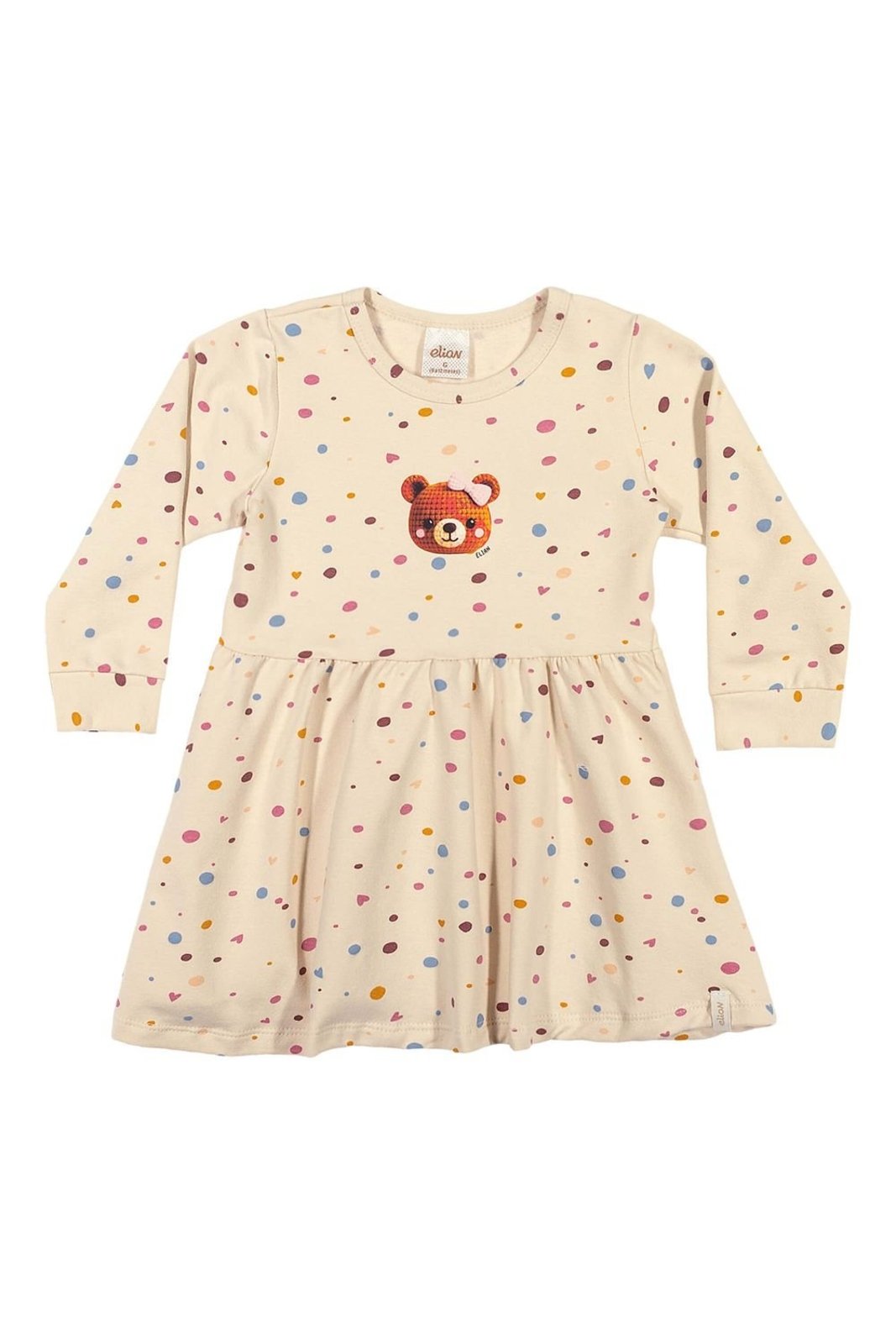 Infantil - Vestido Menina Poás Com Ursinha Elian Bege