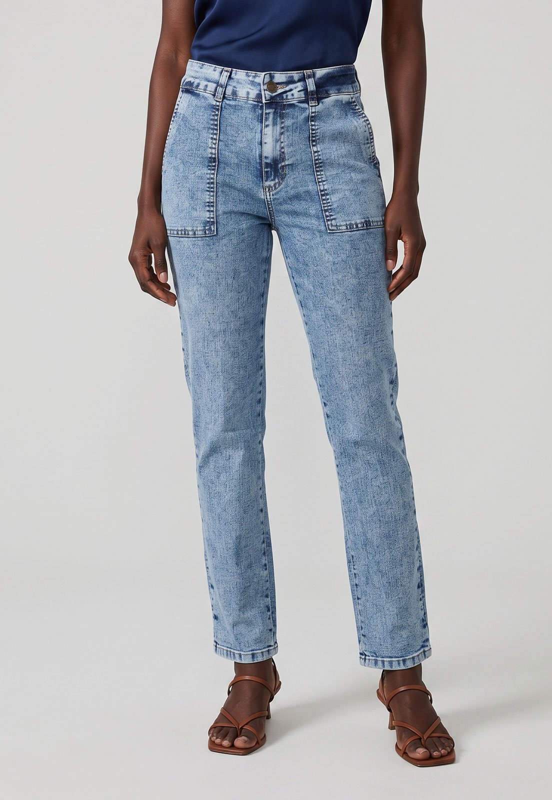 Calça Jeans Sawary Reta Petit Azul