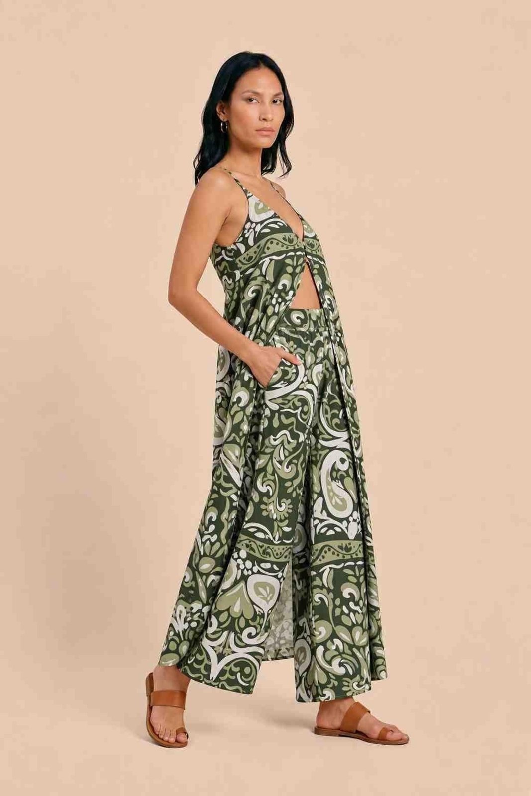 Veste Pontas Estampada Verde