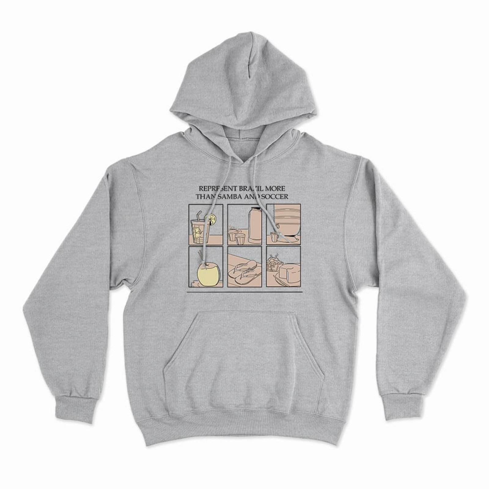Moletom Com Capuz Brazilian Things - Mescla Cinza - Casual - Studio Geek