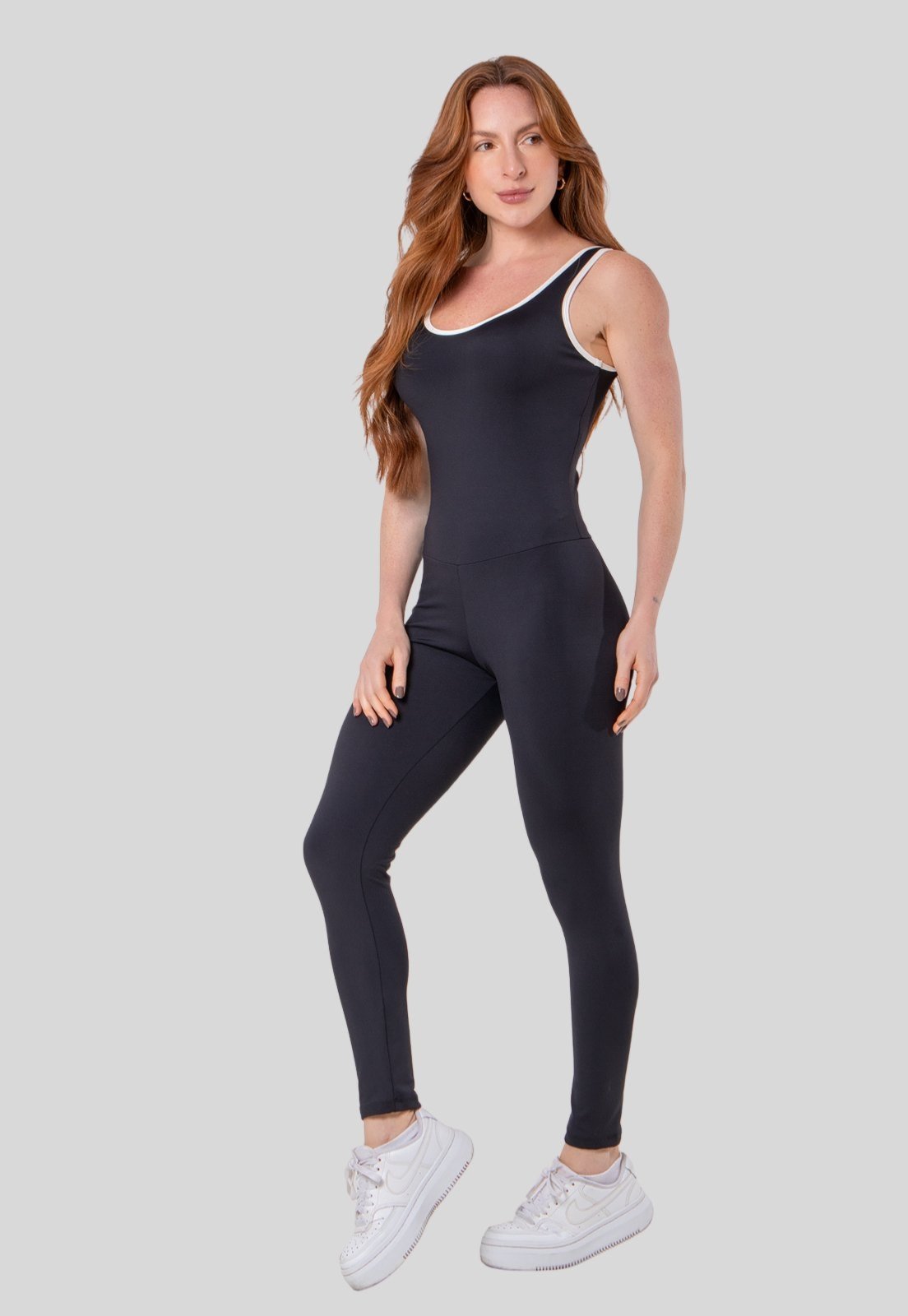 Macacão Feminino Poliamida Fitness Viés Off White Zero Transparência Academia