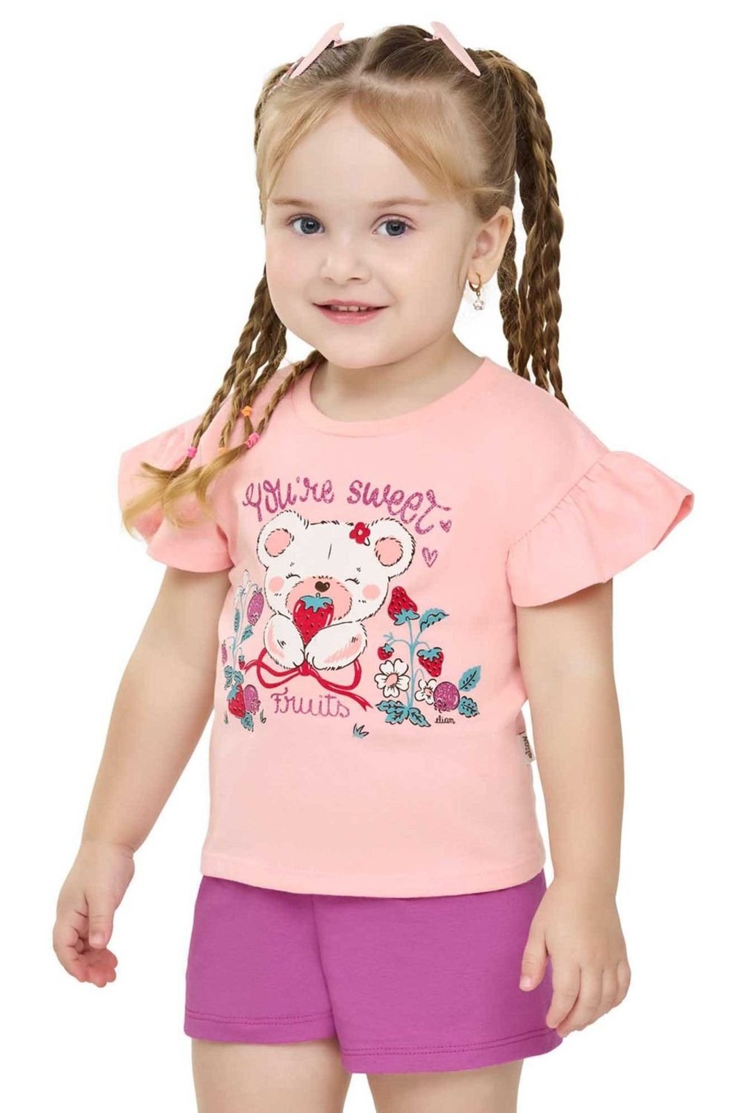 Infantil - Conjunto Menina Curto Glitter Elian Rosa