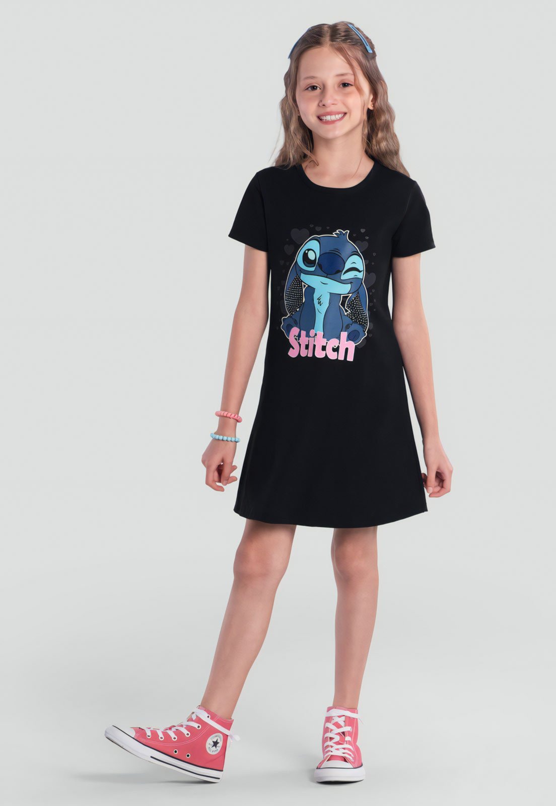Infantil - Vestido Brandili Stitch Preto