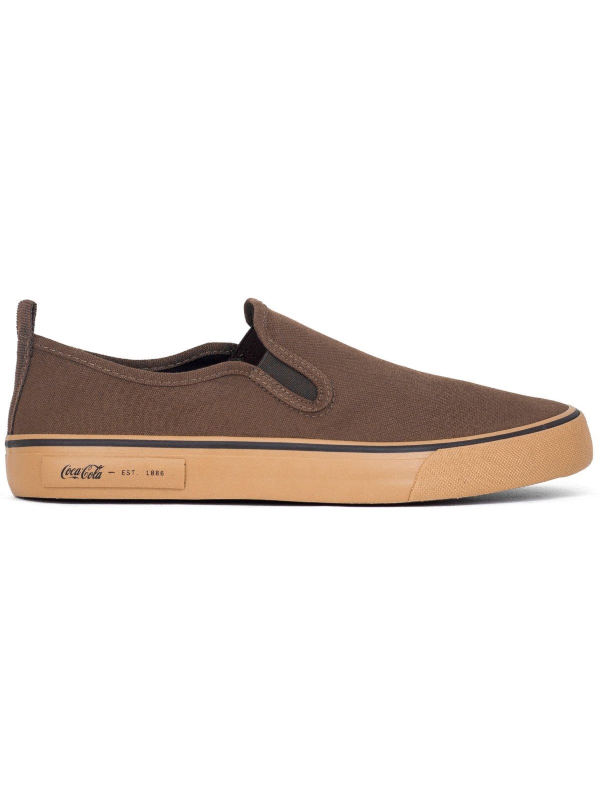 Tênis Masculino Slip On Coca Cola Iate City Casual Calce Fácil Confortável Marrom