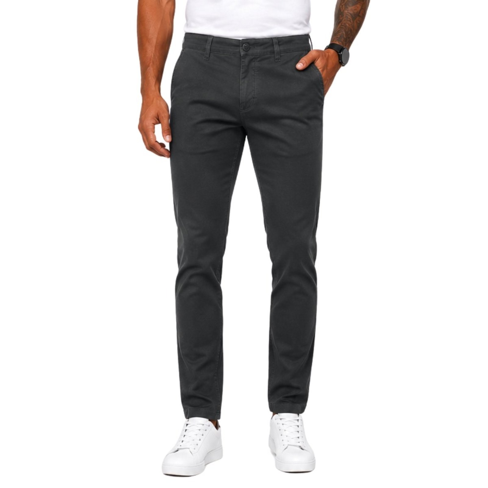 Calça Masculina Slim em Sarja Premium Casual Conforto e Elegância Preto