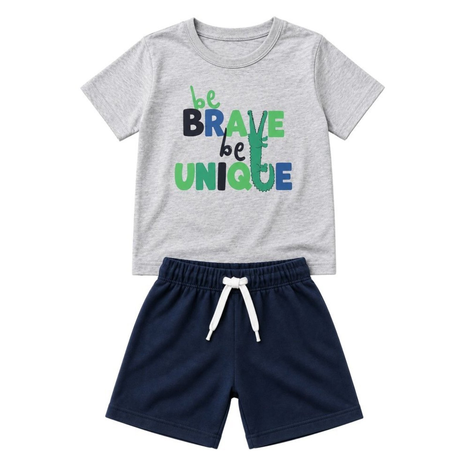 Infantil - Conjunto Menino Camiseta Meia Malha Penteada Bermuda Moletinho — foto 8