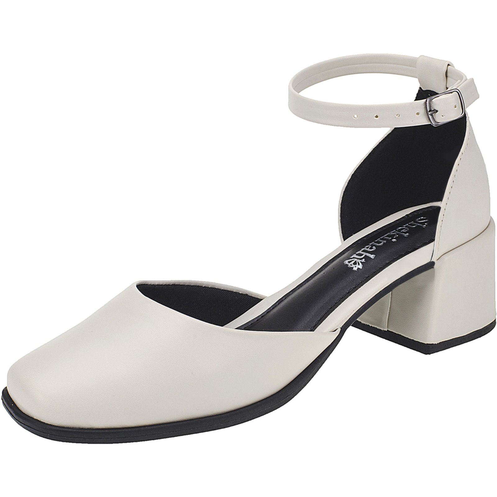 Scarpin Feminino Bico Quadrado Boneca Mary Jane Shekinah Moda Saia e Blusa Moda Off White