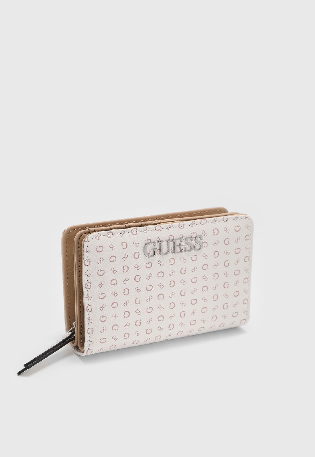 Vista 2 Carteira Feminina Guess Monograma Logo Zíper Branca branco Guess branco
