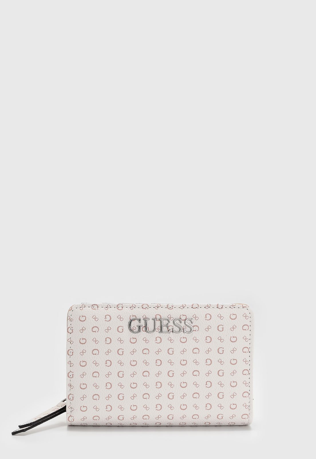 Vista 3 Carteira Feminina Guess Monograma Logo Zíper Branca branco Guess branco