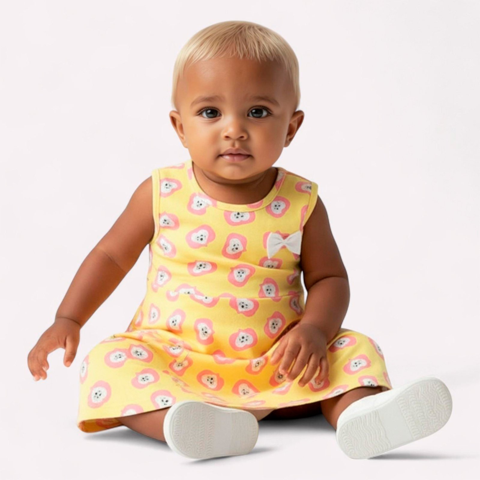 Vista 2 Infantil - Vestido Menina Evasê Kyly amarelo Kyly amarelo
