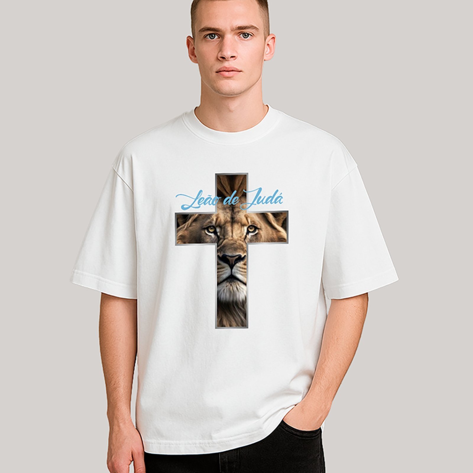 Camiseta Unissex Ousy Streetwear Oversized Cristã Branco