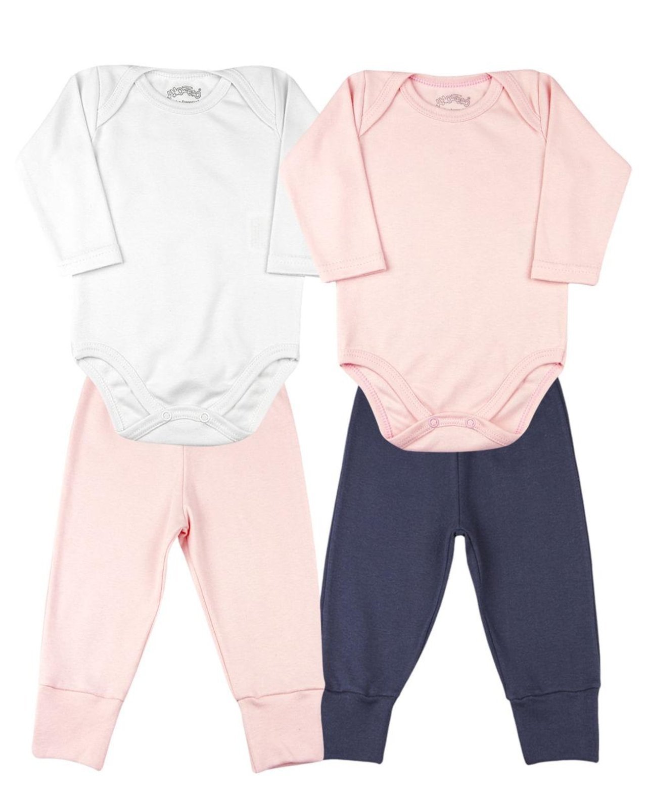 Infantil – Kit 4 Peças Com 2 Body + 2 Calça Suedine Algodão Rosa