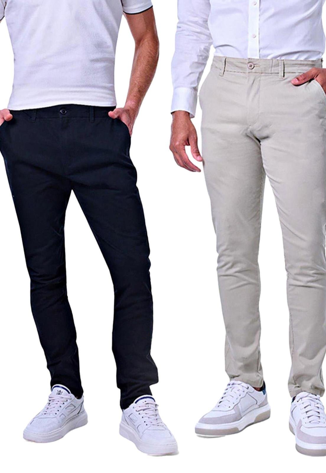 Kit 2 Calças Masculinas Chino Preto