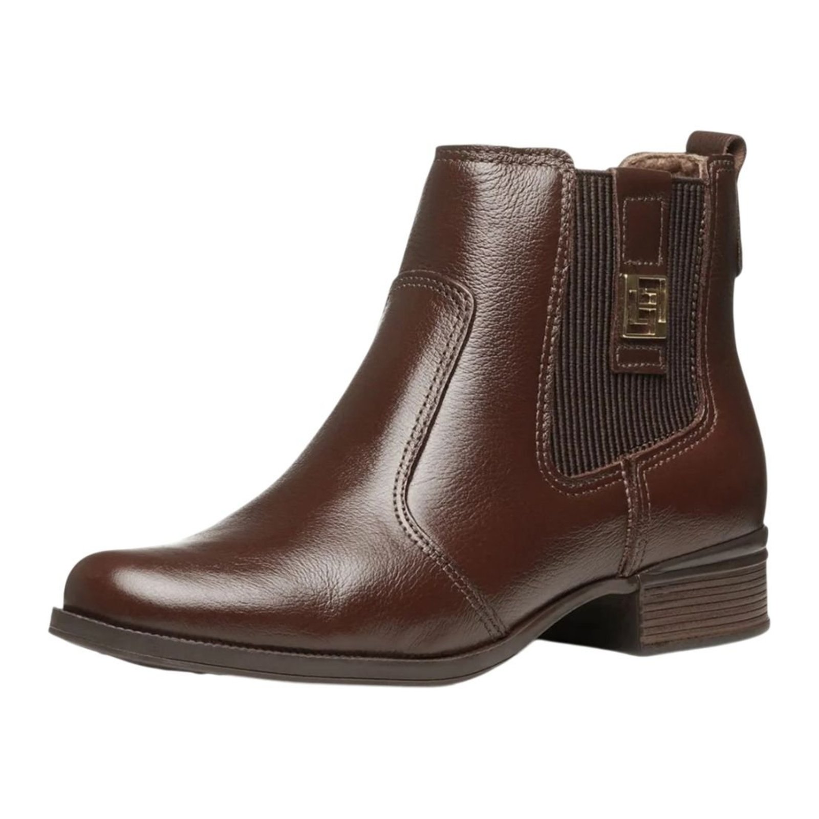 Bota Feminino Conforto Fácil Calce Salto Baixo Couro Pegada