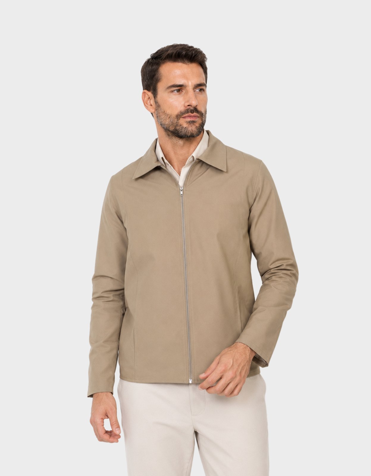 Casaco Masculino Pompier em Nyton com Forro Fino Caqui