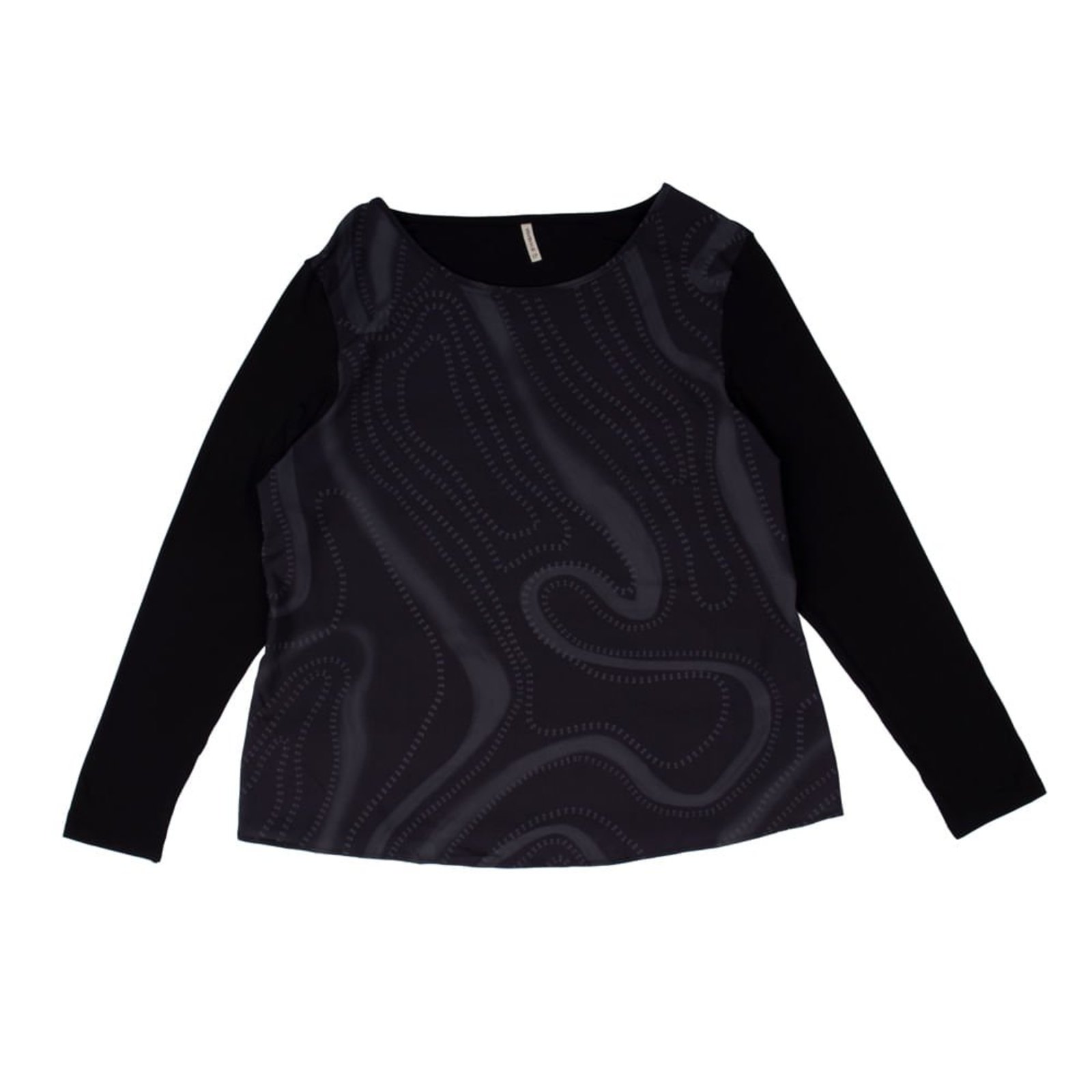 Blusa Feminina Habana Plus Size Manga Longa Estampada Preto