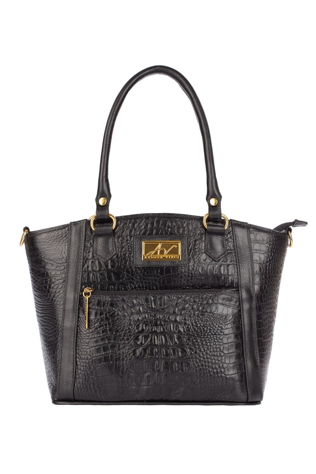Bolsa de couro croco Heloisa - Preto