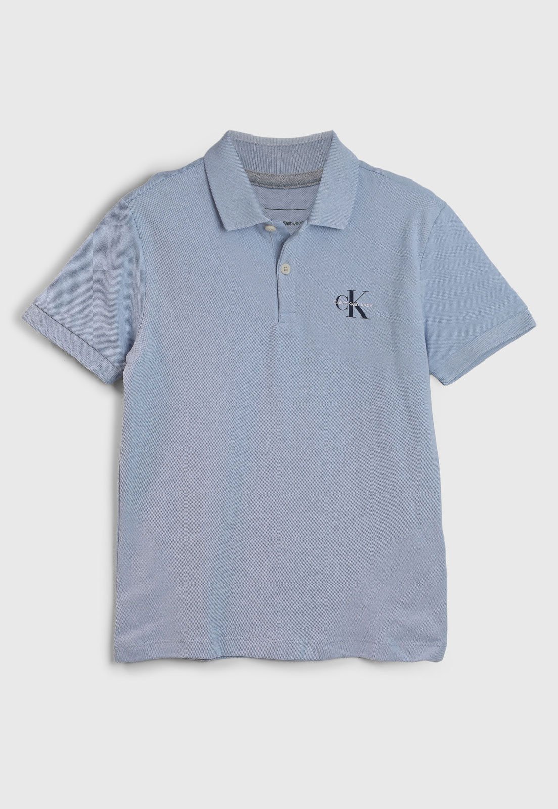 Infantil - Polo Calvin Klein Logo Bordado Azul Claro