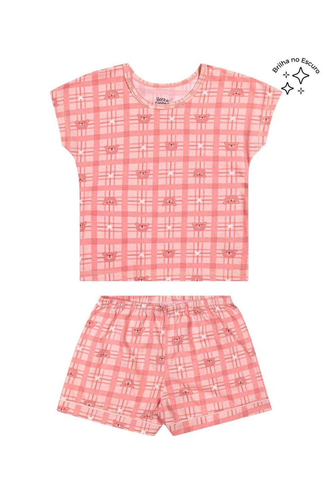 Pijama Menina Xadrez Ursinhos Elian Rosa