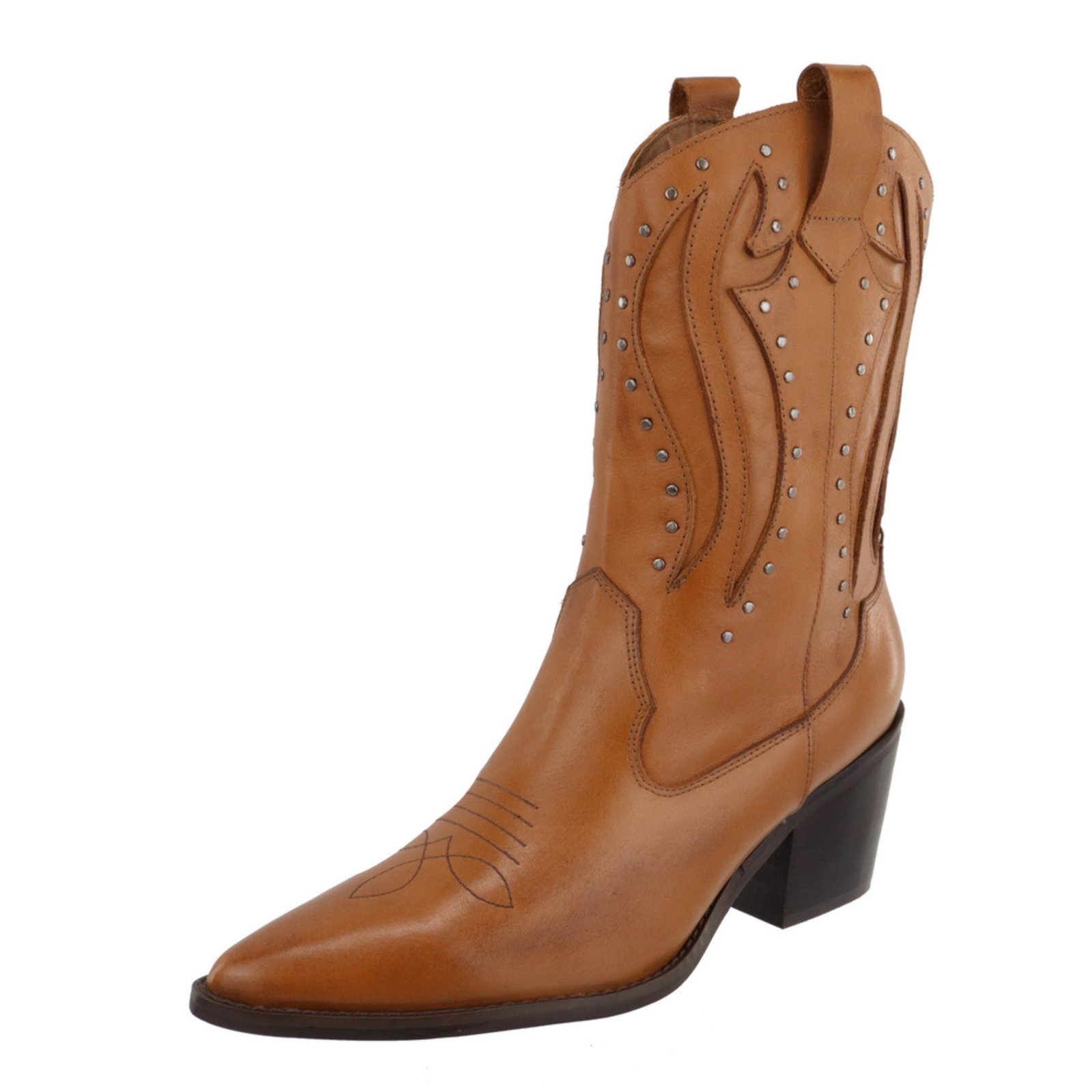 Vista 3 Bota Texana Country Western Cravo em Couro Feminina Maria Paula Camel caramelo caramelo
