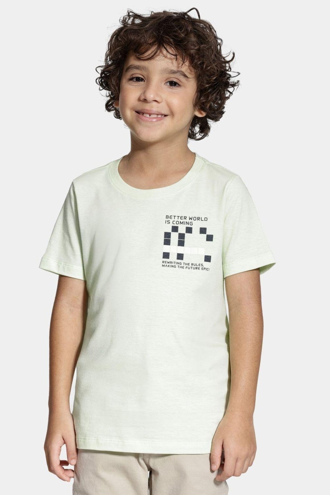 Infantil – Camiseta Aramis Manga Curta Estampa Pixel Lima