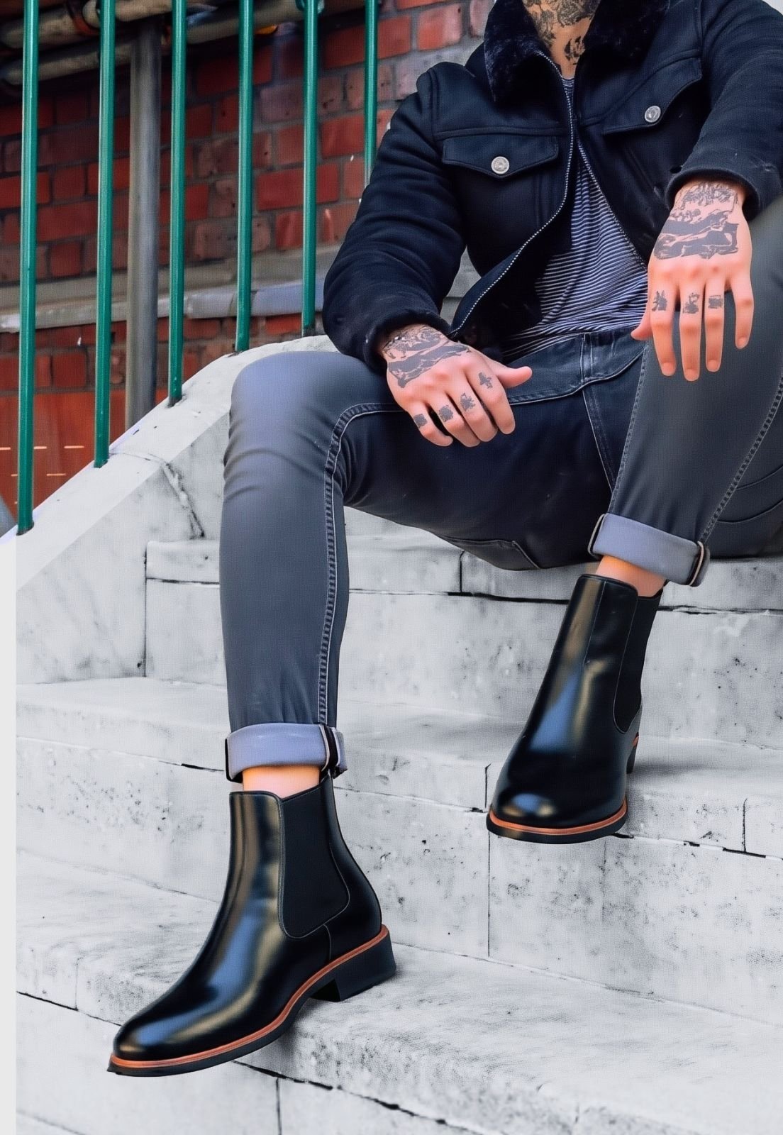 Bota Chelsea Masculina Couro Casual Clube do Sapato de Franca DFT Liveread Preta Preto