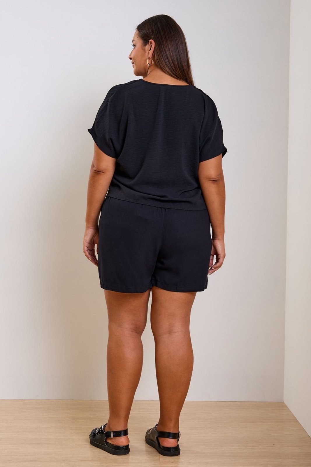 Vista 3 Blusa Feminina Texturizada Decote V Marialícia preto Marialícia preto