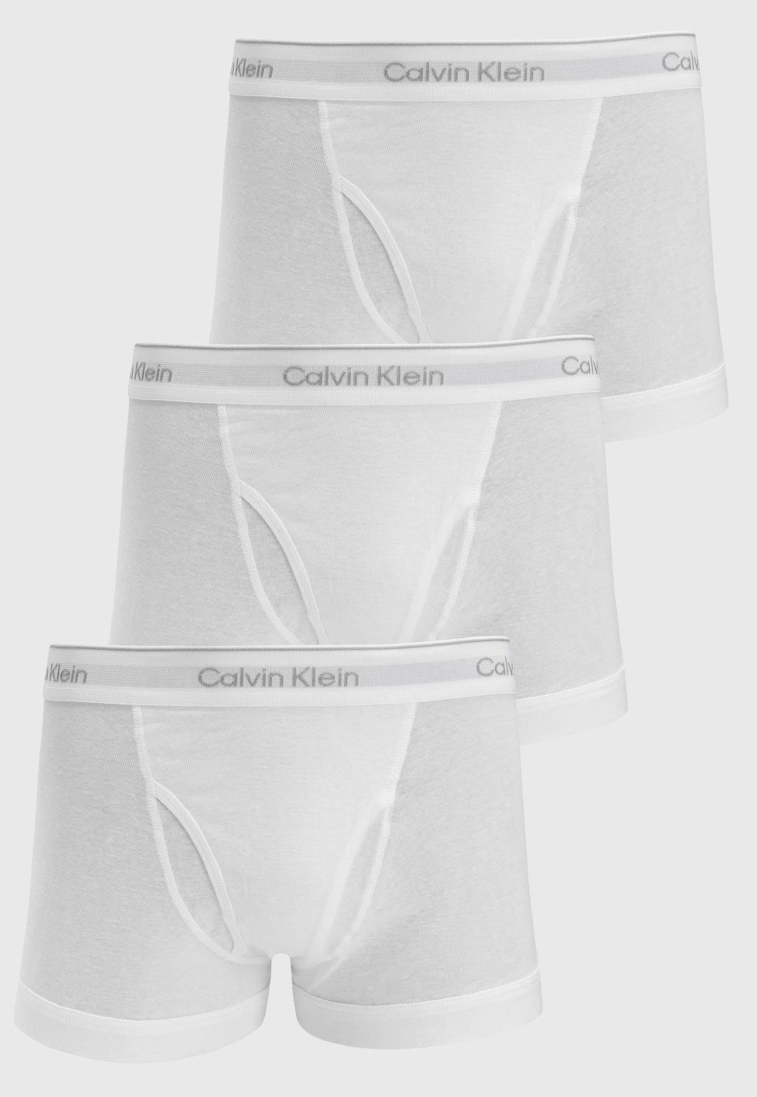 Kit 3pçs Cueca Calvin Klein Underwear Trunk De Cotton Rib Branca