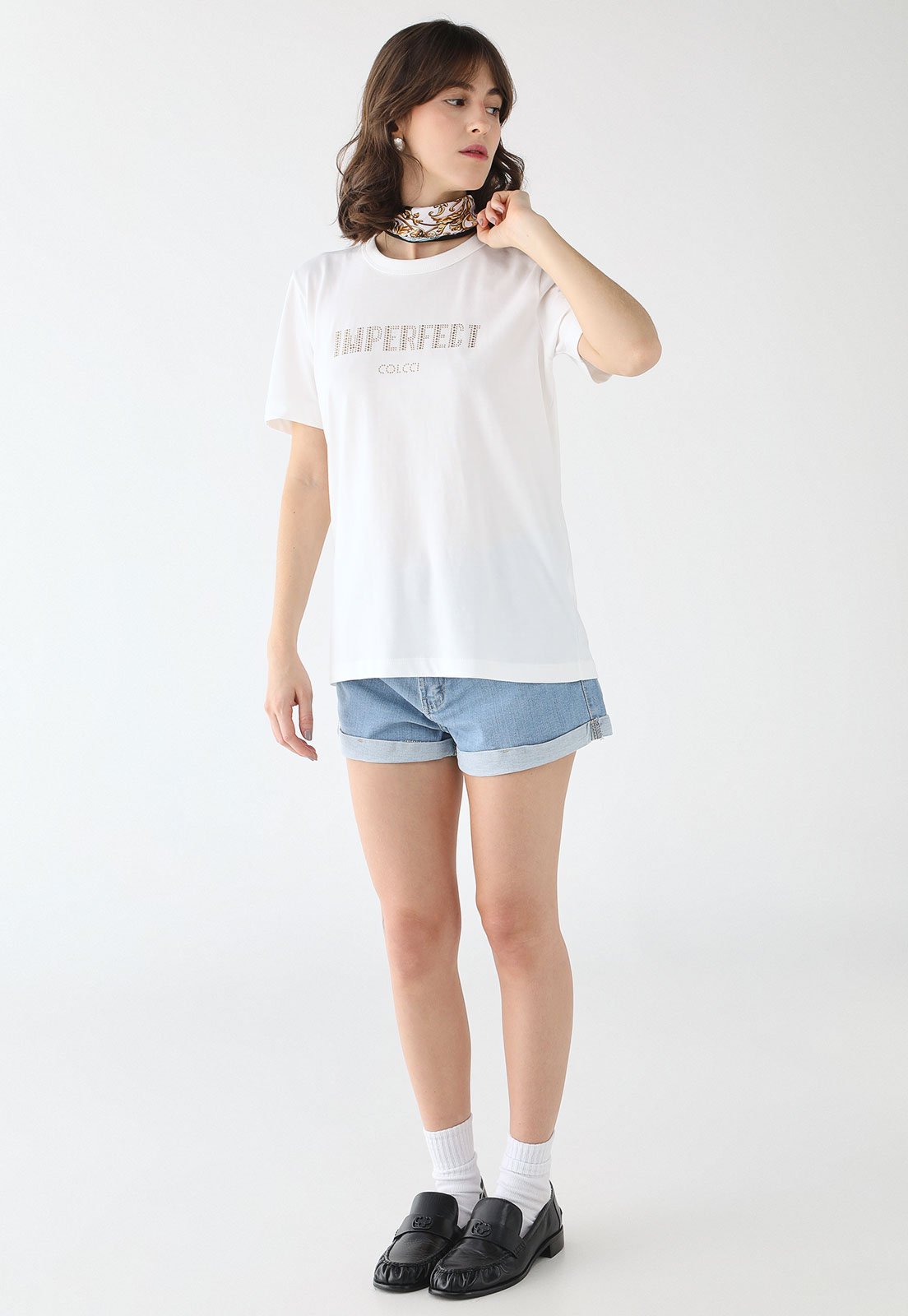 Vista 3 Camiseta Feminina Colcci Imperfect Branca branco Colcci branco