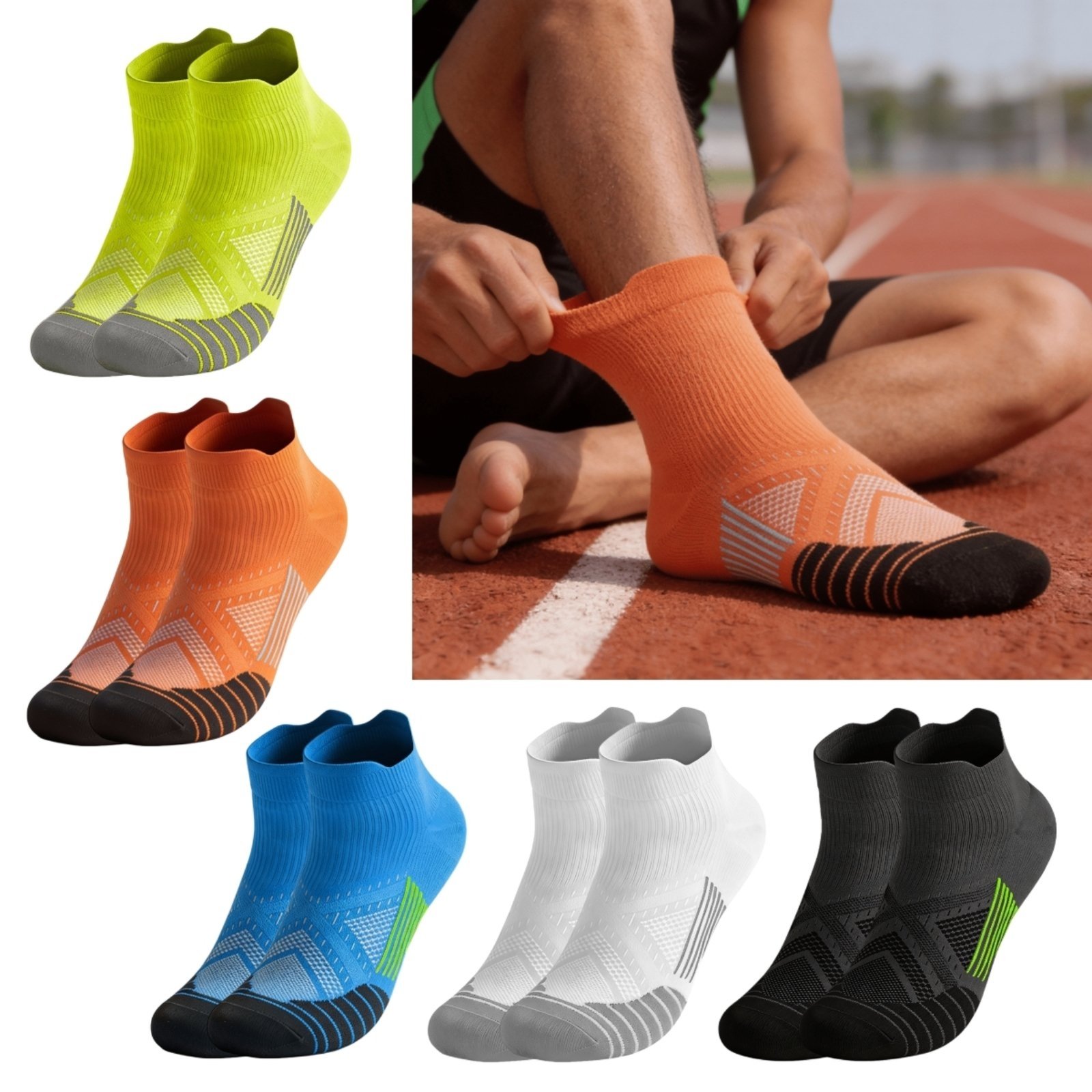 Vista 2 Kit 3 Meias AF Esportiva de Corrida Poliamida Compressão Anti-Fricção Cano Curto Sortido QLC SPORT multicolorido QLC SPORT multicolorido