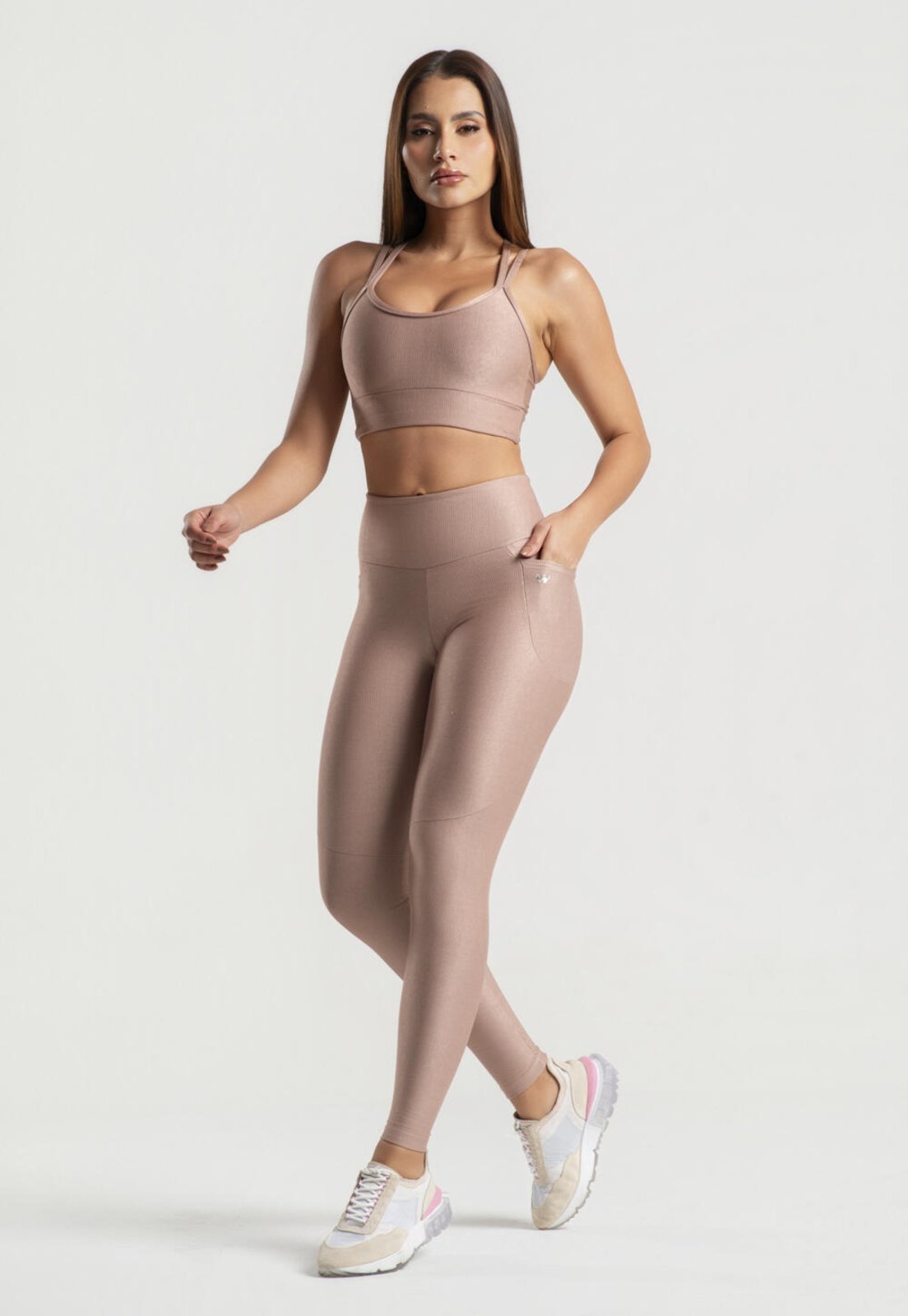 Top Suplex Micro Canelado Gloss Com 2 Alças Marrom Wemood Tp025-007 Marrom