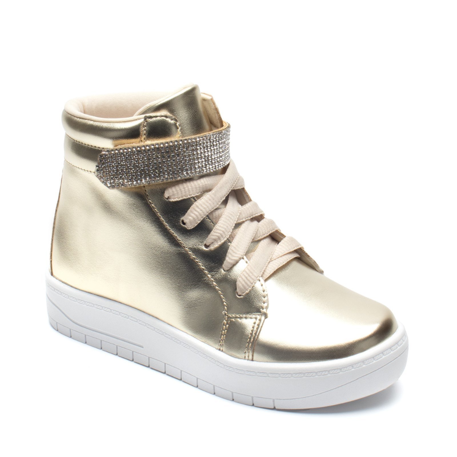 Infantil – Tênis Feminino Casual Cano Alto Com Strass Da Moda