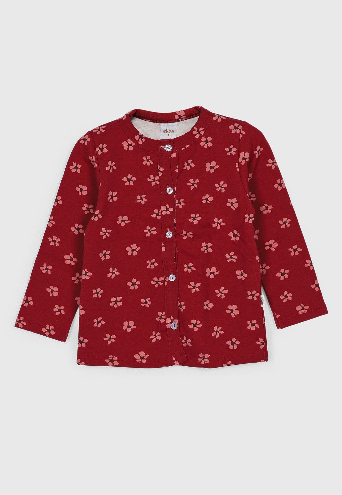 Infantil - Cardigan Elian Estampada Floral Vermelha