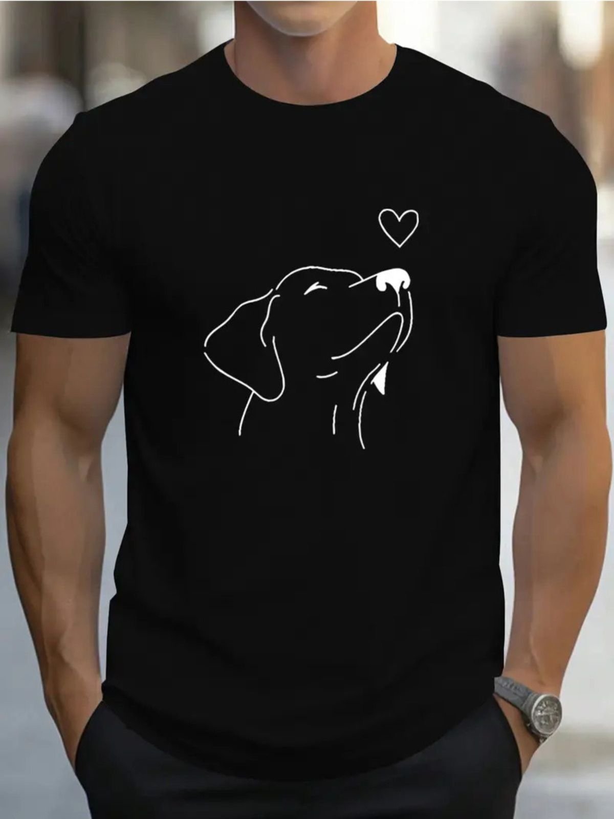 Camiseta Estampada Labrador Safira Moda Algodão Preta
