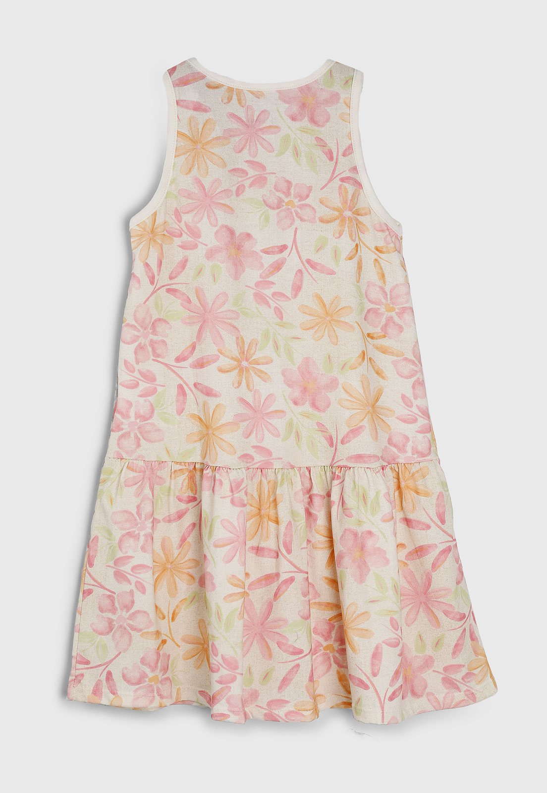 Vista 3 Infantil - Vestido Brandili Estampa Floral e Laranja e Verde Brandili rosa