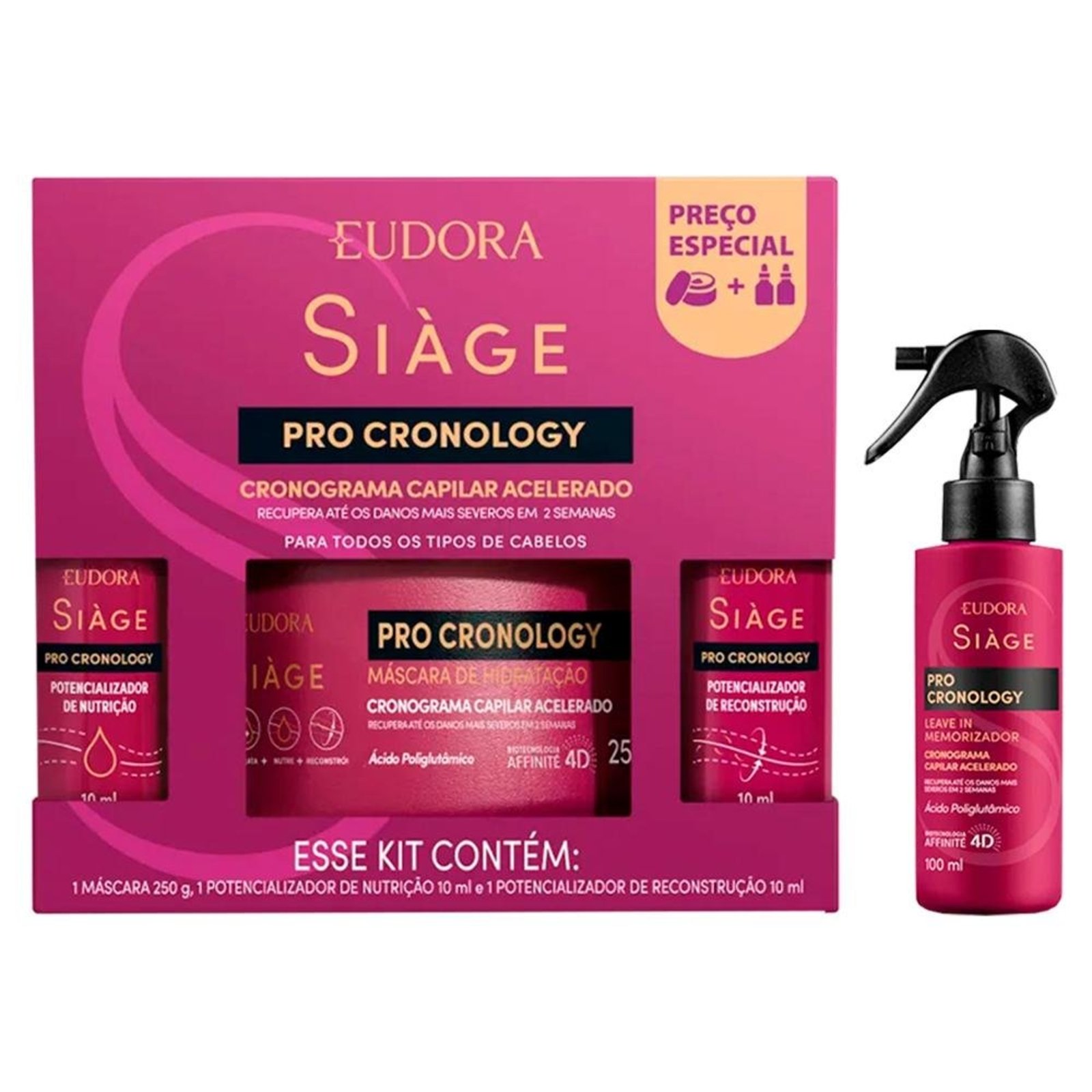 Kit Eudora Siàge Pro Cronology Cronograma Acelerado 4PÇS