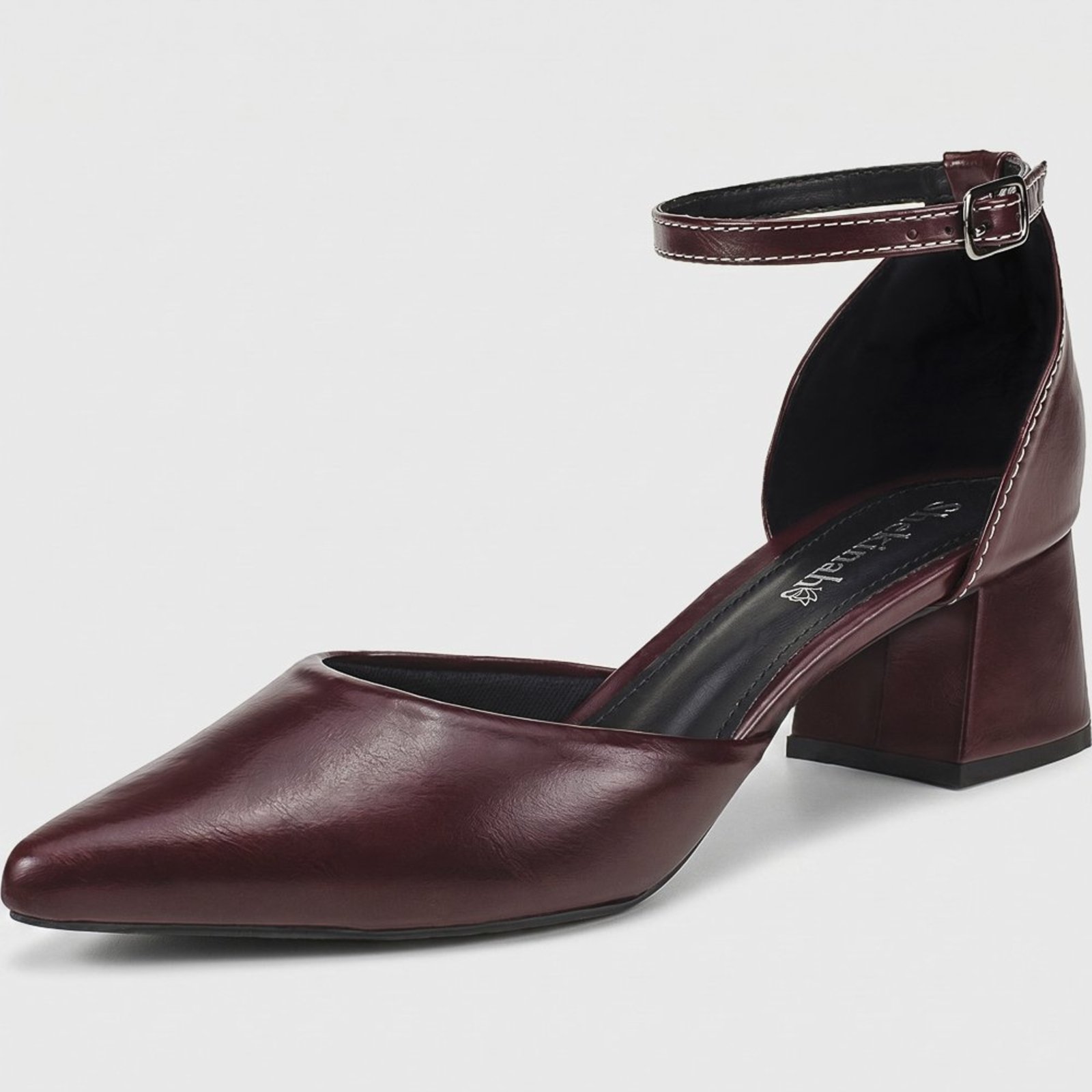 Sapato Feminino Scarpin Bico Fino Salto Bloco Grosso Saia e Blusa Salomé Shekinah Moda Festa Vermelho