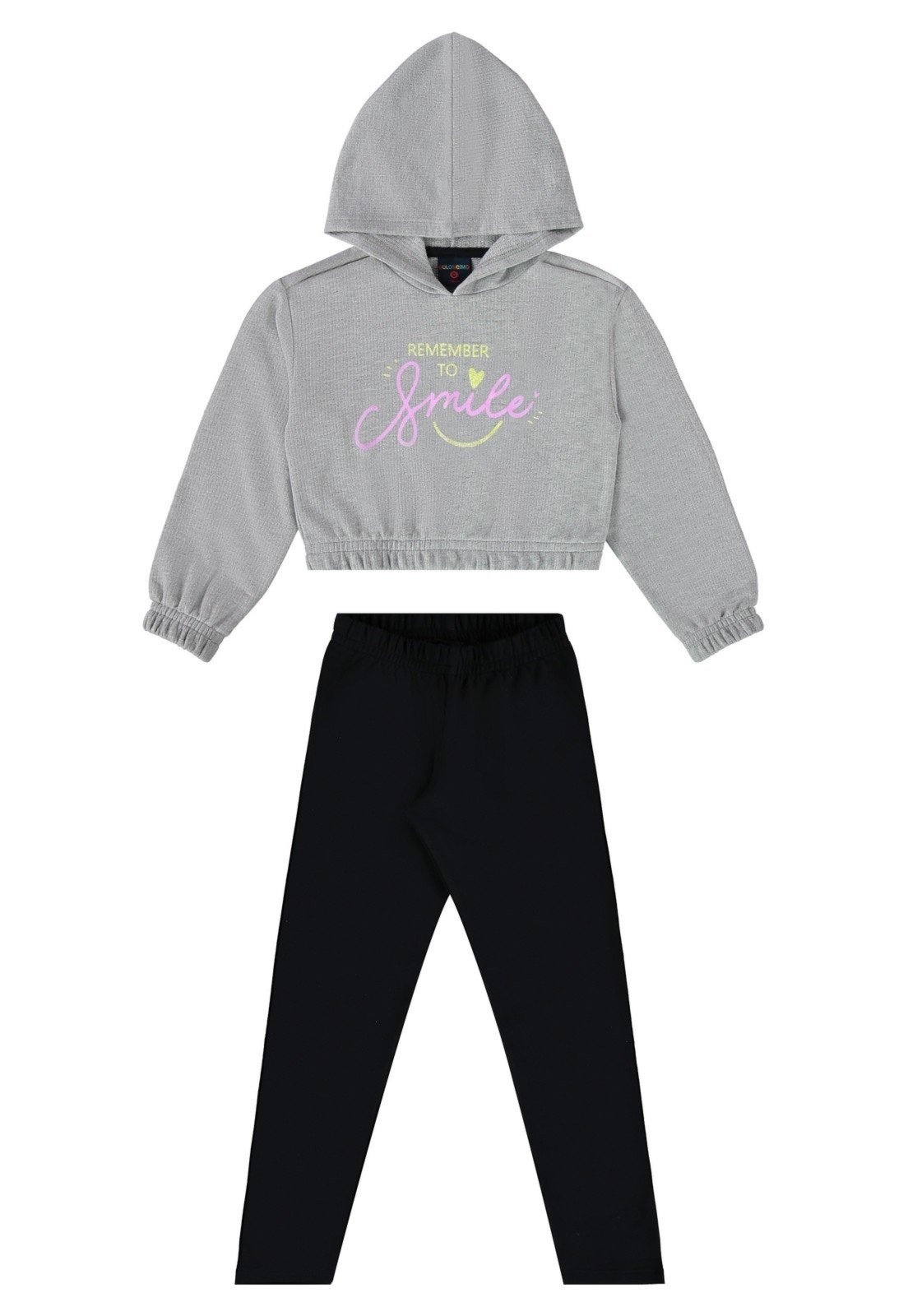 Infantil - Conjunto para Menina com Cropped e Legging Guloseima Cinza