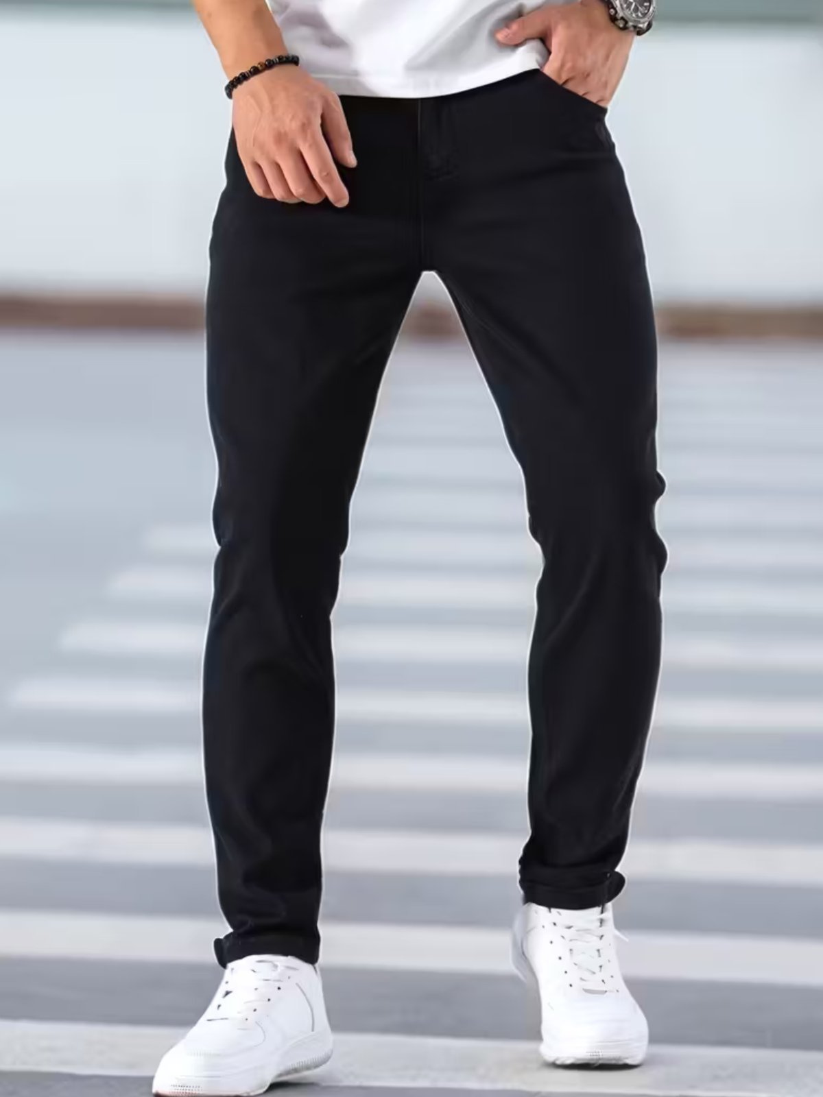 Calça Sarja Masculina Estilo Renovado Preta Básica e Confortável