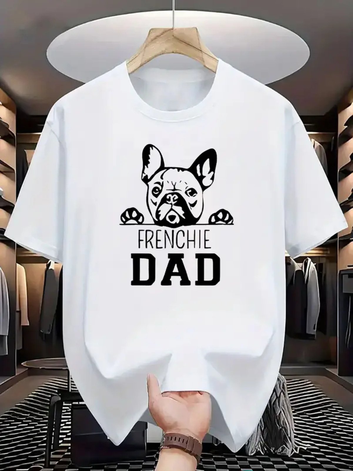 Camiseta Estampada Frenchie Dad Safira Moda Algodão Branca