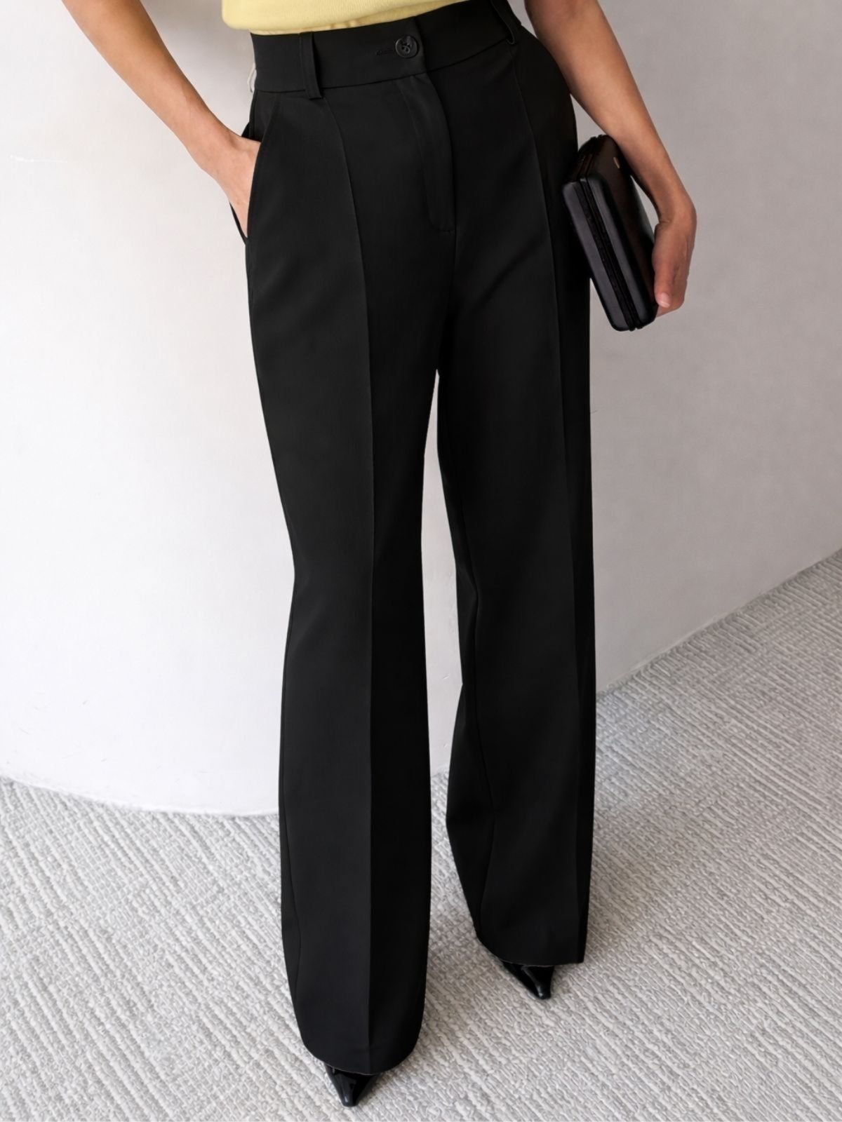 Calça Wide Leg Pantalona Alfaiataria Feminina Dra Maia Preta