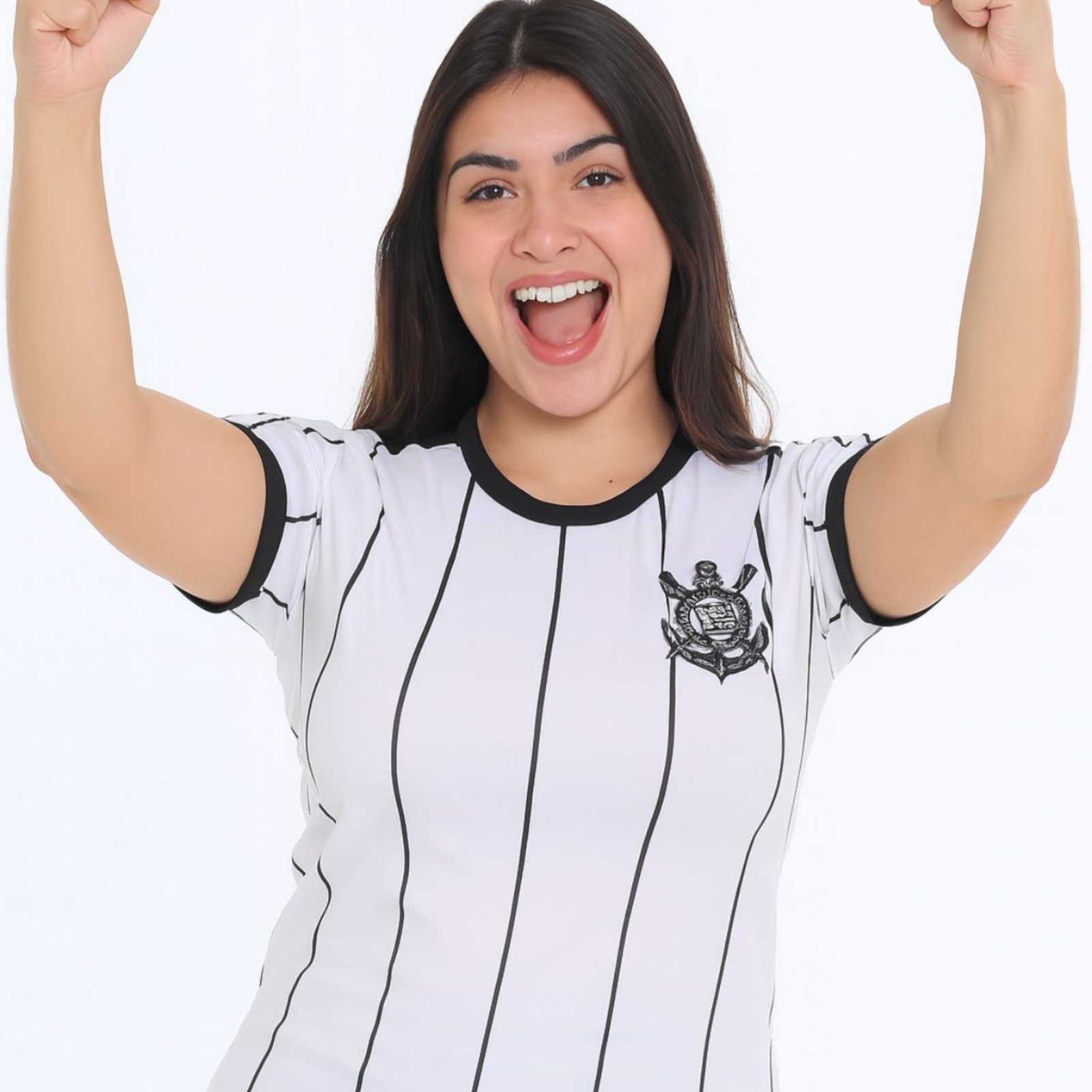 Camisa Listras Feminina Corinthians – Branco
