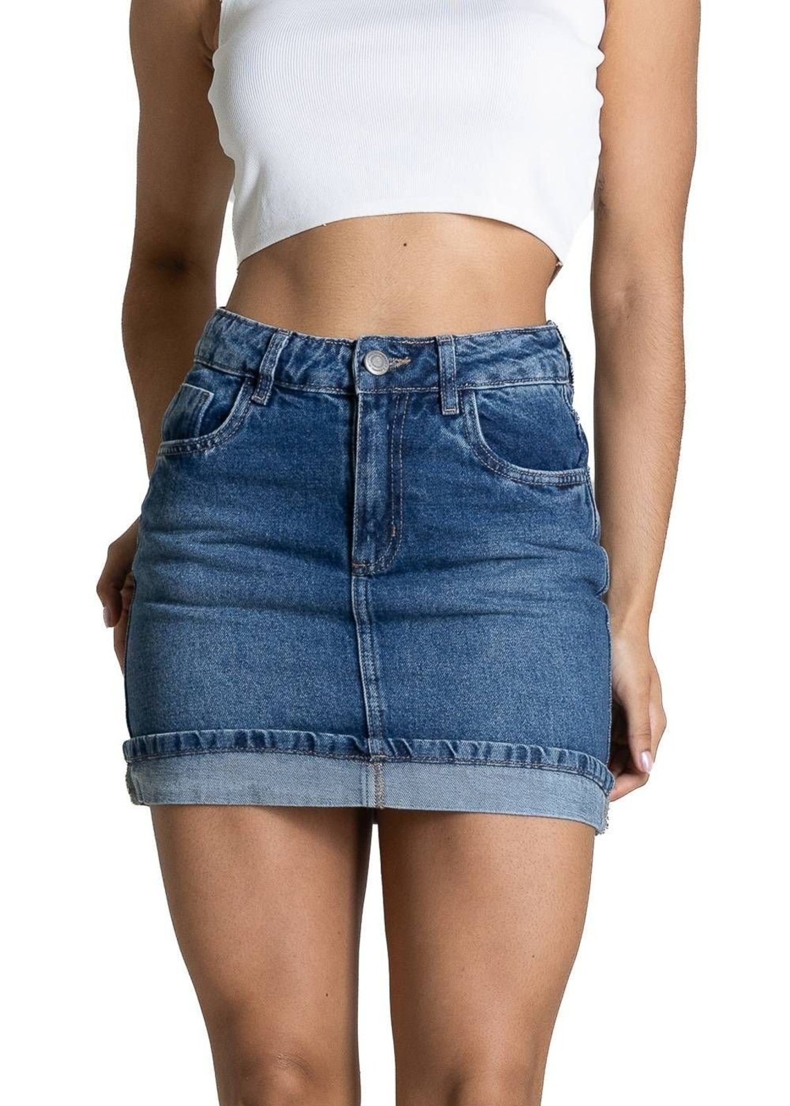 Saia Mini Jeans Sawary - 284333 - Azul - Sawary