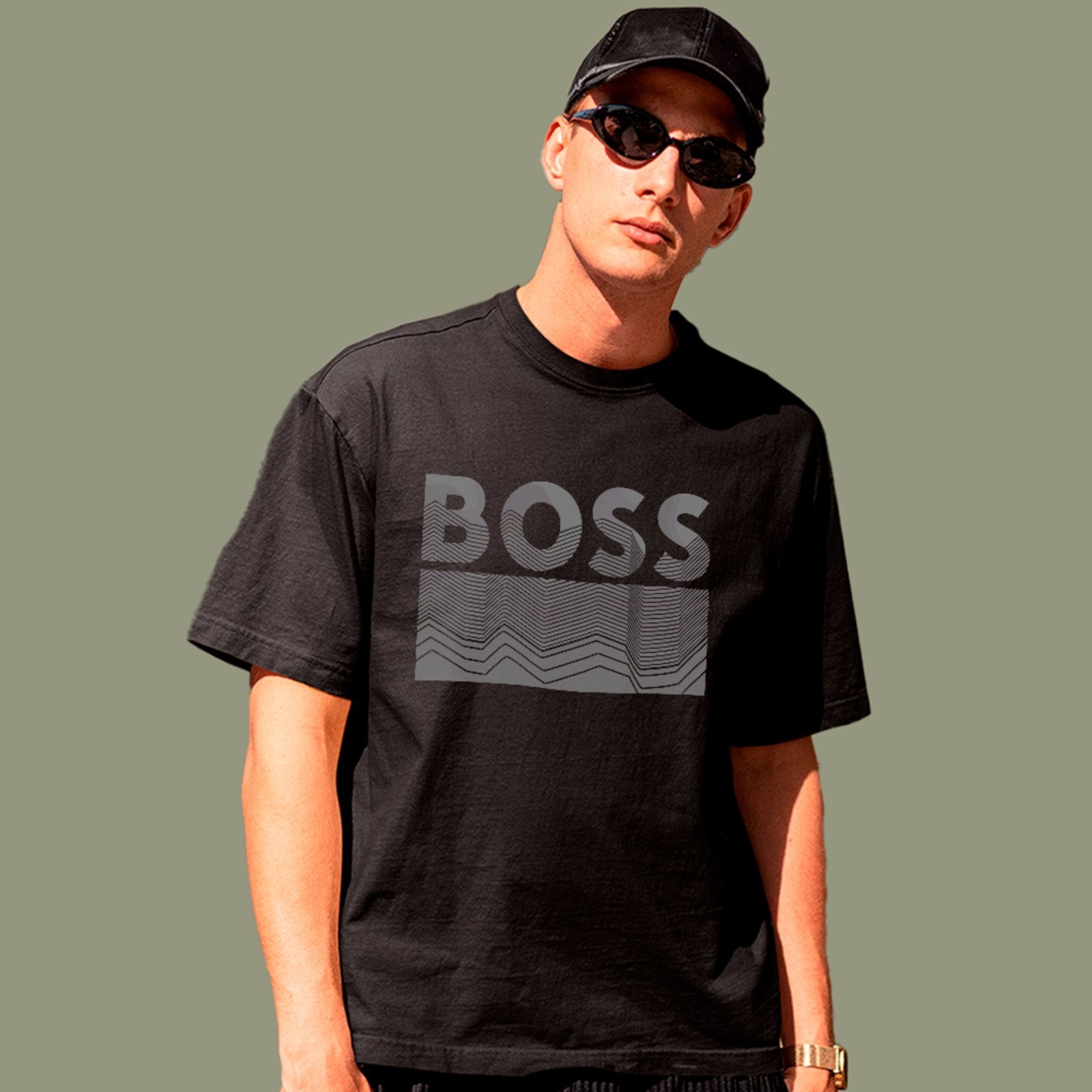 Vista 3 Camiseta Básica Boss Visual Minimalista Vibe Street ousy rosa ousy rosa