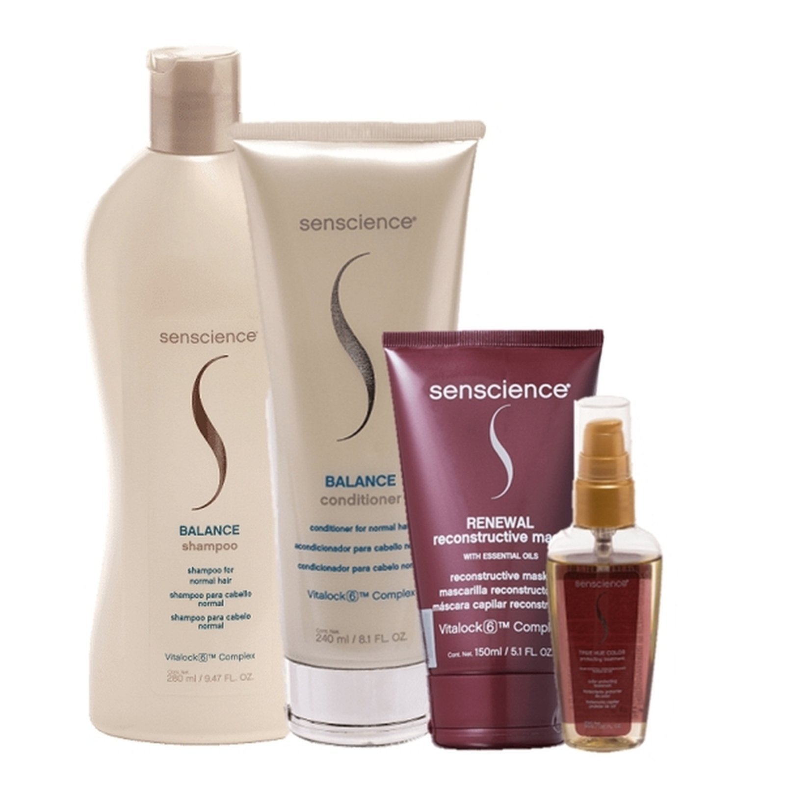 Vista 2 Senscience Balance Duo Home Care True Hue Color Oleo 55ml e Renewal Mask 150ml multicolorido Senscience multicolorido