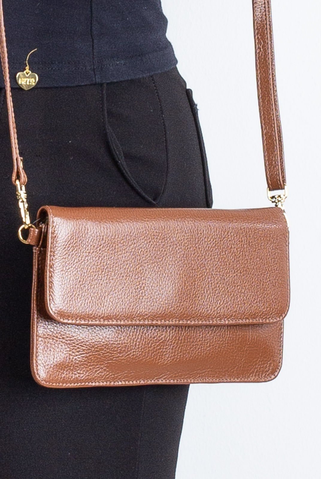 Vista 3 Clutch mini bolsa de couro liso Nicole - Whisky Andrea Vinci vermelho Andrea Vinci vermelho