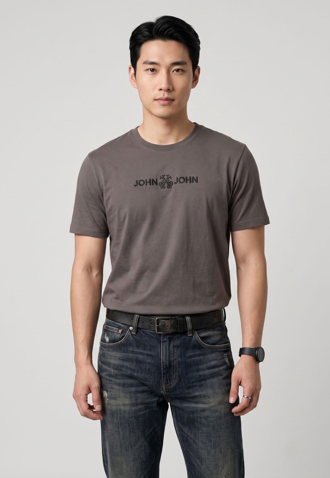 Camiseta Masculina John John Gola Redonda Cinza