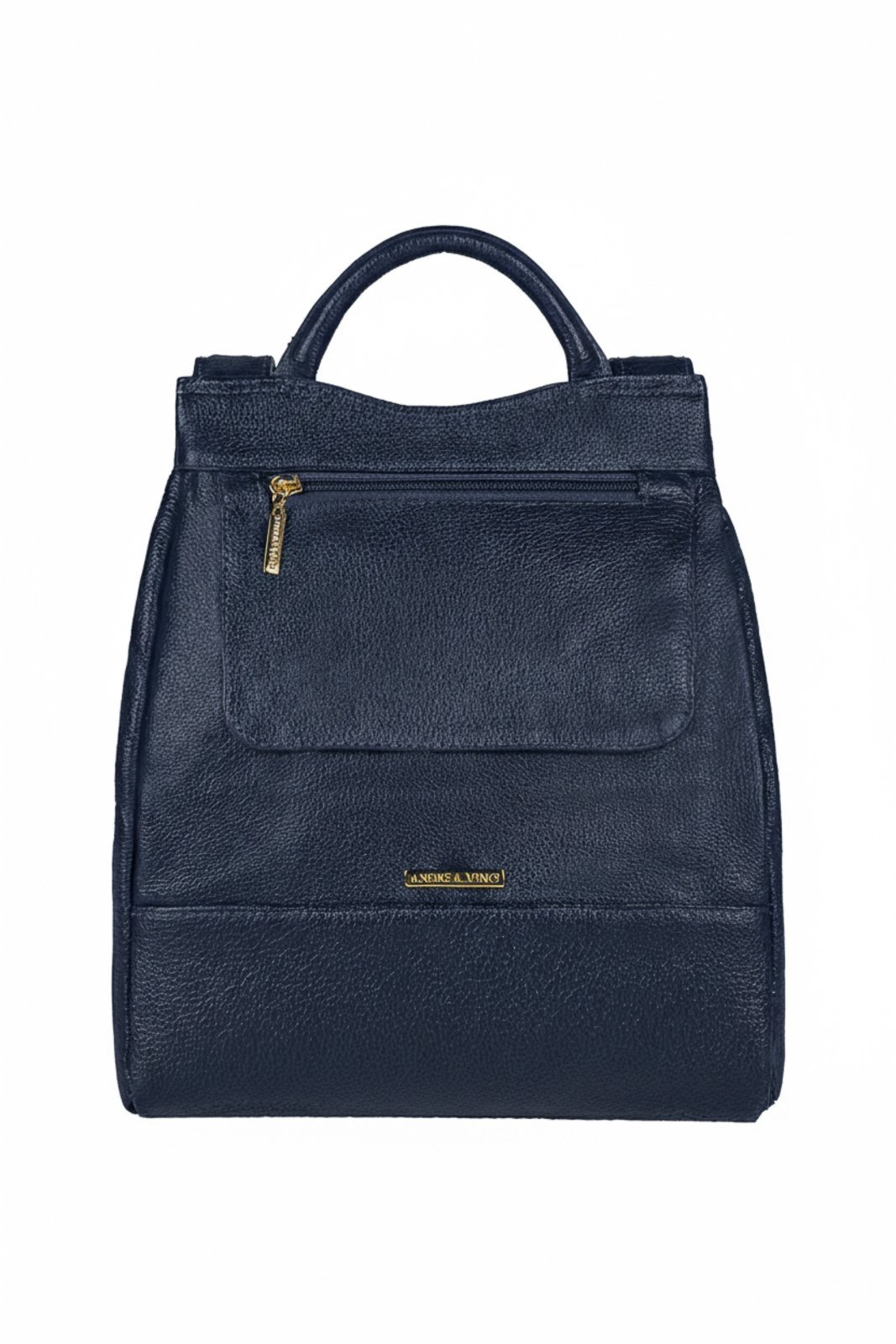 Mochila pequena antifurto couro liso Susan – Azul